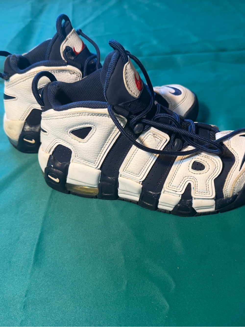 Nike Kids' Air More Uptempo Sneakers - White and Navy